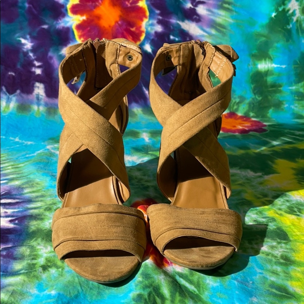 Tan strap heels